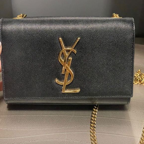 KATE SMALL CHAIN BAG IN GRAIN DE POUDRE EMBOSSED LEATHER - Picture 4 of 6